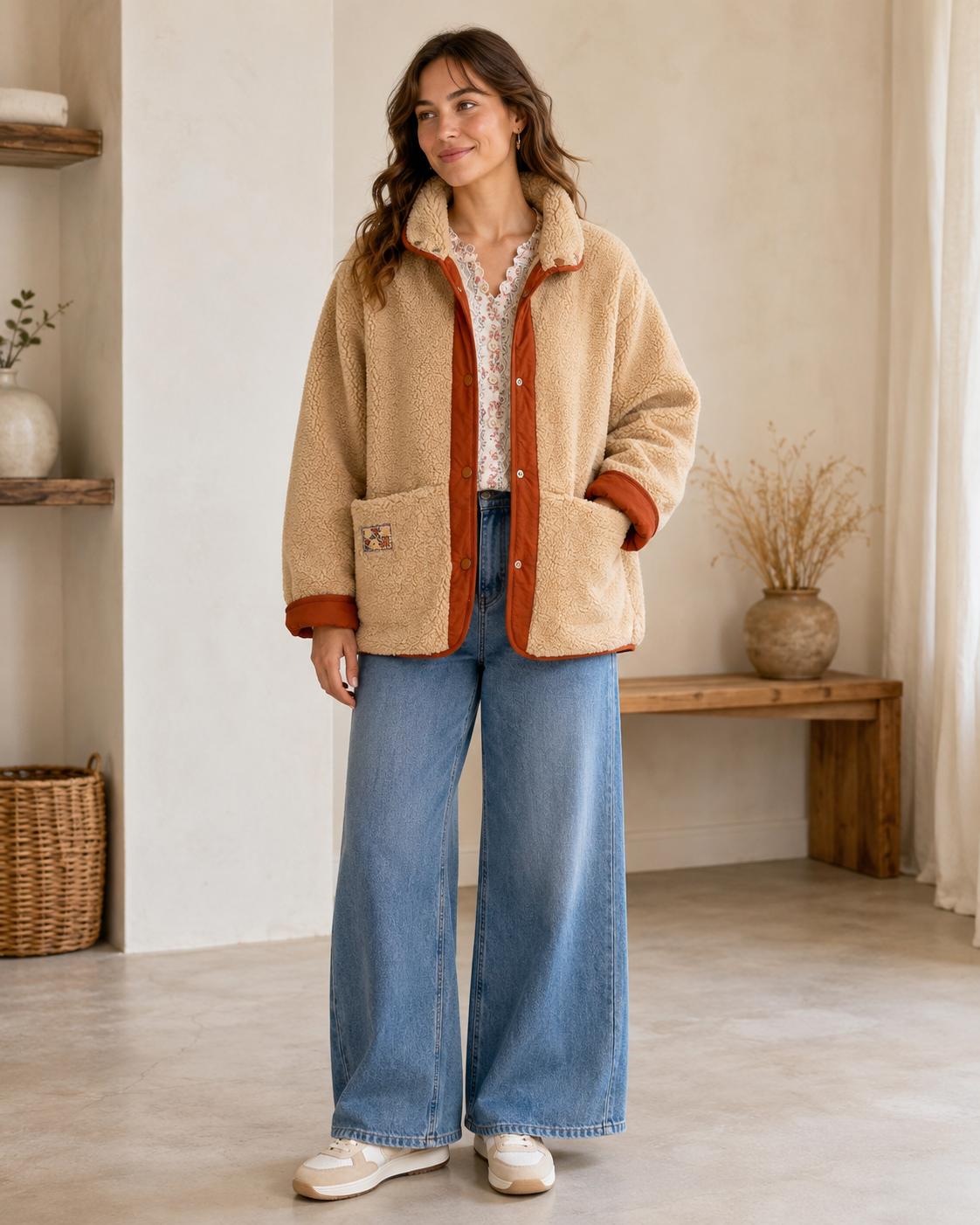 Veste réversible brique